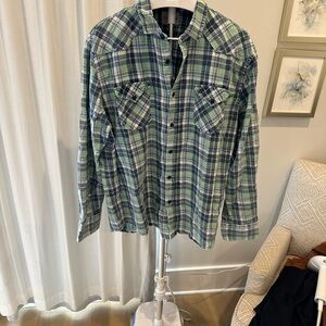 True Grit Green and Blue Plaid Button Down Shirt XXL
